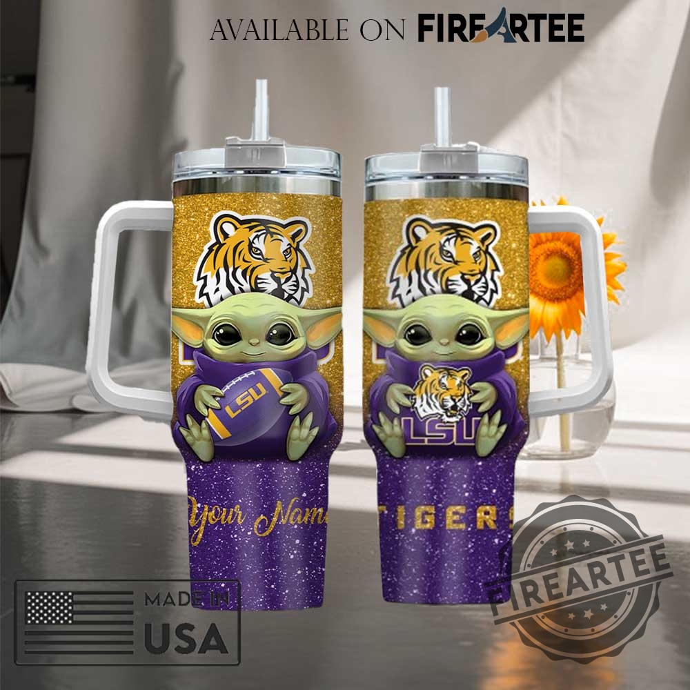 "Shop Custom NCAA Tumblers: LSU, Zootopia, Thunder & More" 4 Personalized Ncaa Lsu Tigers Baby Yoda Tumbler With Handle