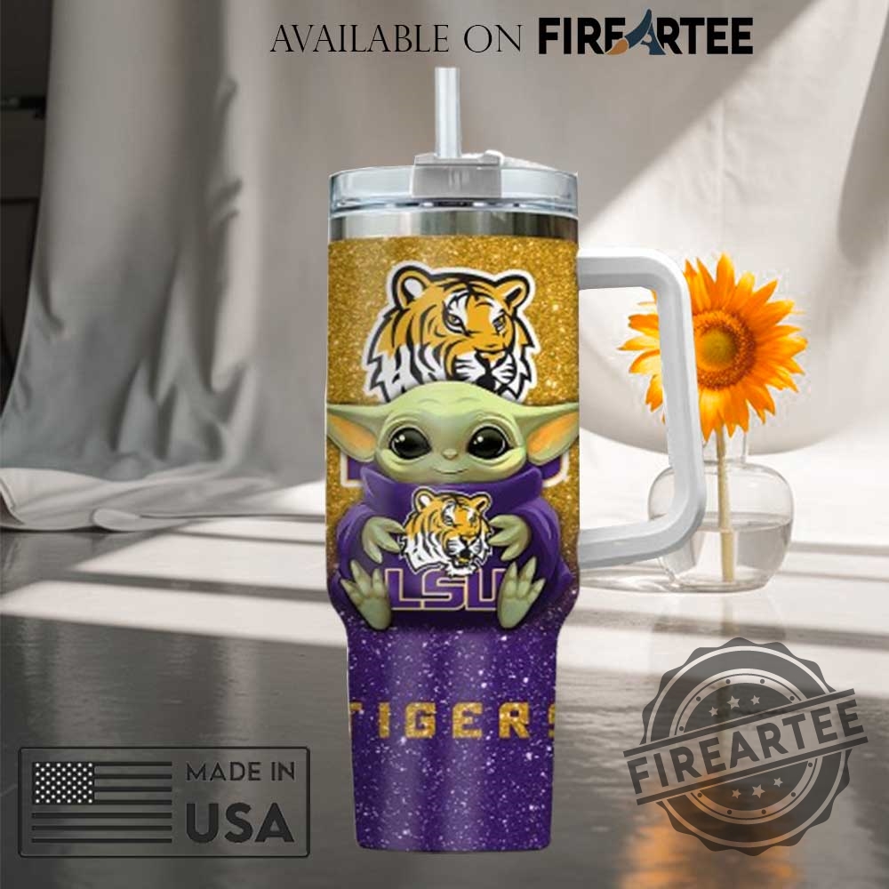 Personalized Ncaa Lsu Tigers Baby Yoda Tumbler With Handle 5 Personalized NCAA LSU Tigers Baby Yoda Tumbler With Handle