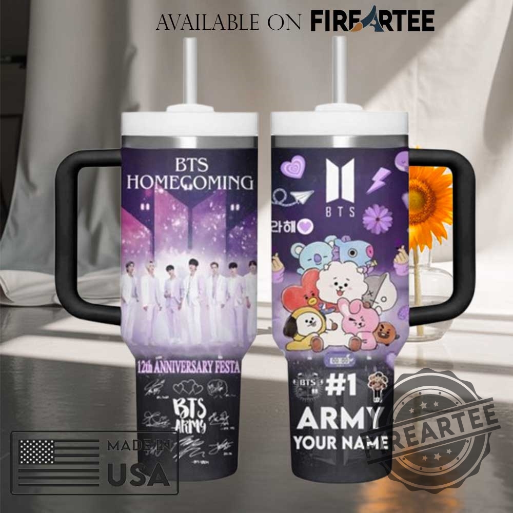 "Shop Custom NCAA Tumblers: LSU, Zootopia, Thunder & More" 21 Bts Army Custom Stanley Tumbler 40 Oz With Handle