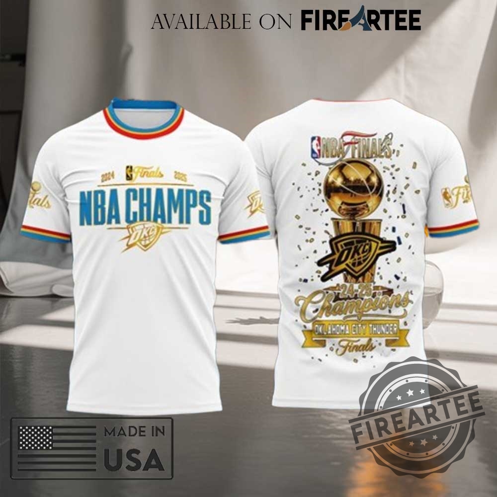 "Top 5 Unique 3D Graphic T-Shirts for Fans and Collectors" 10 Oklahoma City Thunder 20242025 Champions Finals 3D White Tshirt Nba Title Tee