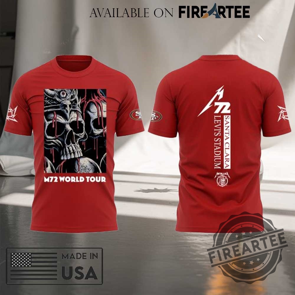 "Top 5 Unique 3D Graphic T-Shirts for Fans and Collectors" 13 Red Metallica X San Francisco 49Ers M72 World Tour 3D Tshirt Special Concert Tee