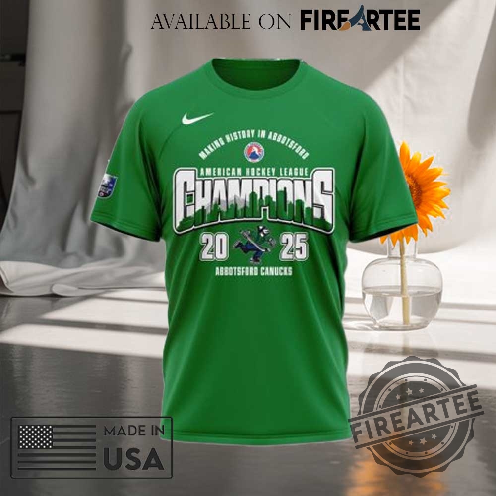 Abbotsford Canucks America Hockey League Champions 2025 3D Tshirt 3 Abbotsford Canucks America Hockey League Champions 2025 3D T-Shirt