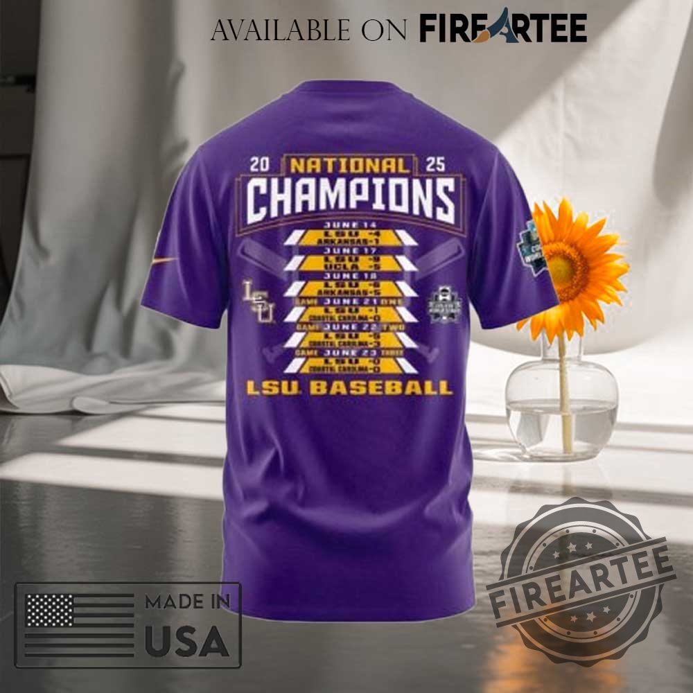 Lsu Tigers Baseball 2025 Ncaa Baseball College World Series Champions 3D Shirt 5 LSU Tigers Baseball 2025 NCAA Baseball College World Series Champions 3D Shirt