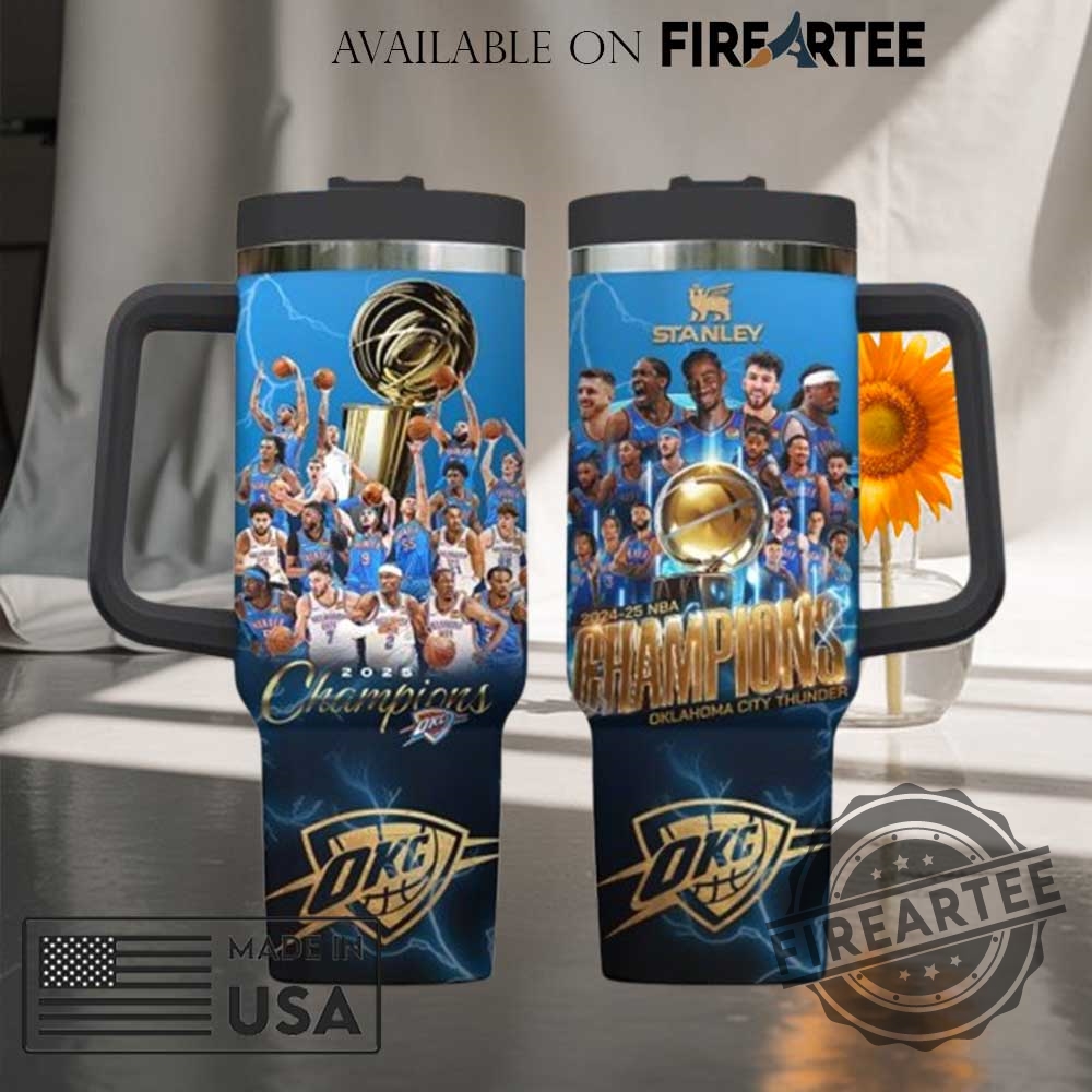 "Celebrate OKC Thunder 2025 NBA Champs with Must-Have Fan Gear!" 2 20242025 Nba Champions Okc Thunder Stanley Tumbler Basketball Fans Championship Celebration Mug