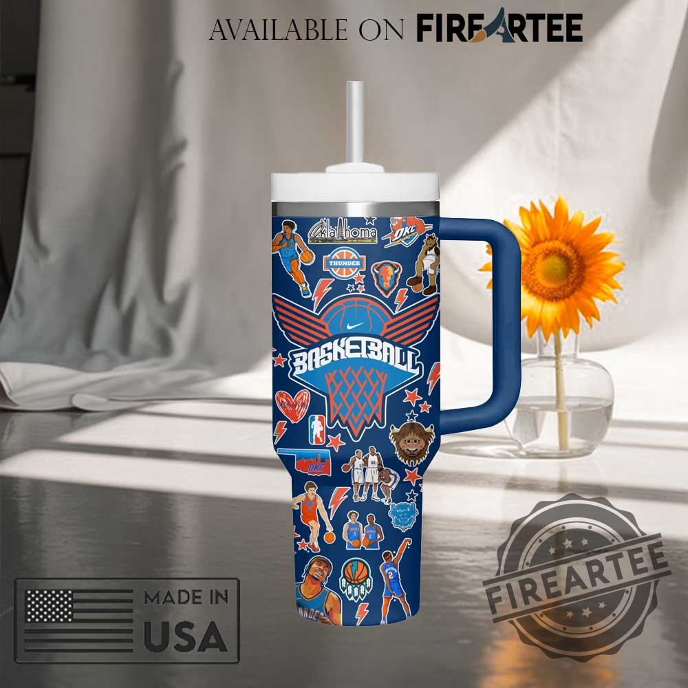 Nba Oklahoma City Thunder Stickers Blue Stanley Tumbler 4 NBA Oklahoma City Thunder Stickers Blue Stanley Tumbler