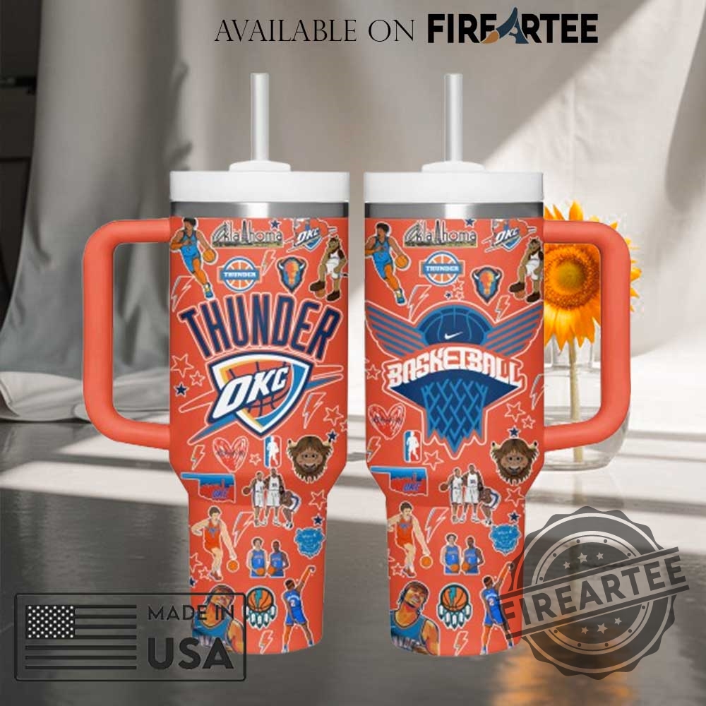 "Celebrate OKC Thunder 2025 NBA Champs with Must-Have Fan Gear!" 4 Nba Oklahoma City Thunder Stickers Orange Stanley Tumbler
