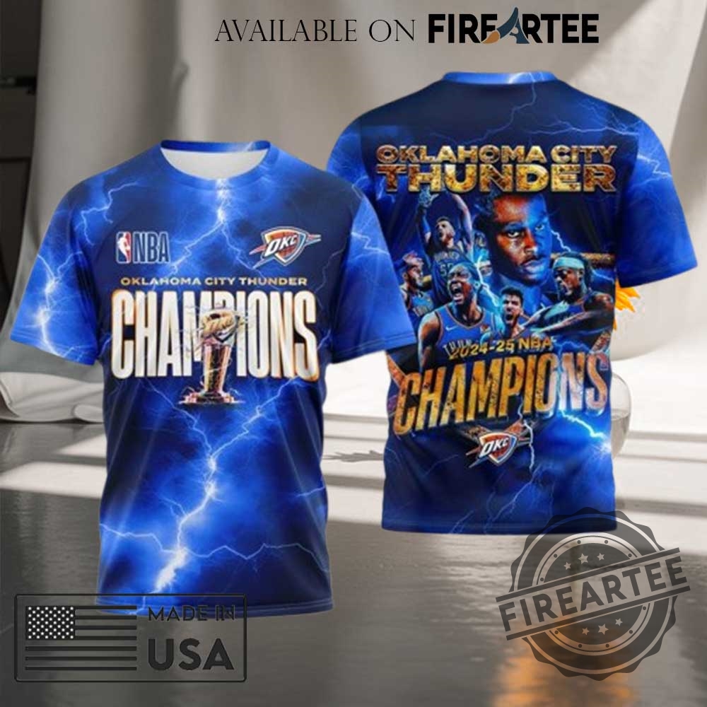 "Celebrate OKC Thunder 2025 NBA Champs with Must-Have Fan Gear!" 8 Okc Thunder 20242025 Nba Champions Tshirt Oklahoma City Thunder Championship Trophy Basketball Fans Shirt
