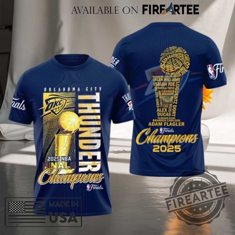 "Celebrate OKC Thunder 2025 NBA Champs with Must-Have Fan Gear!" 9 Oklahoma City Thunder 2025 Champions Finals 3D Navy Tshirt