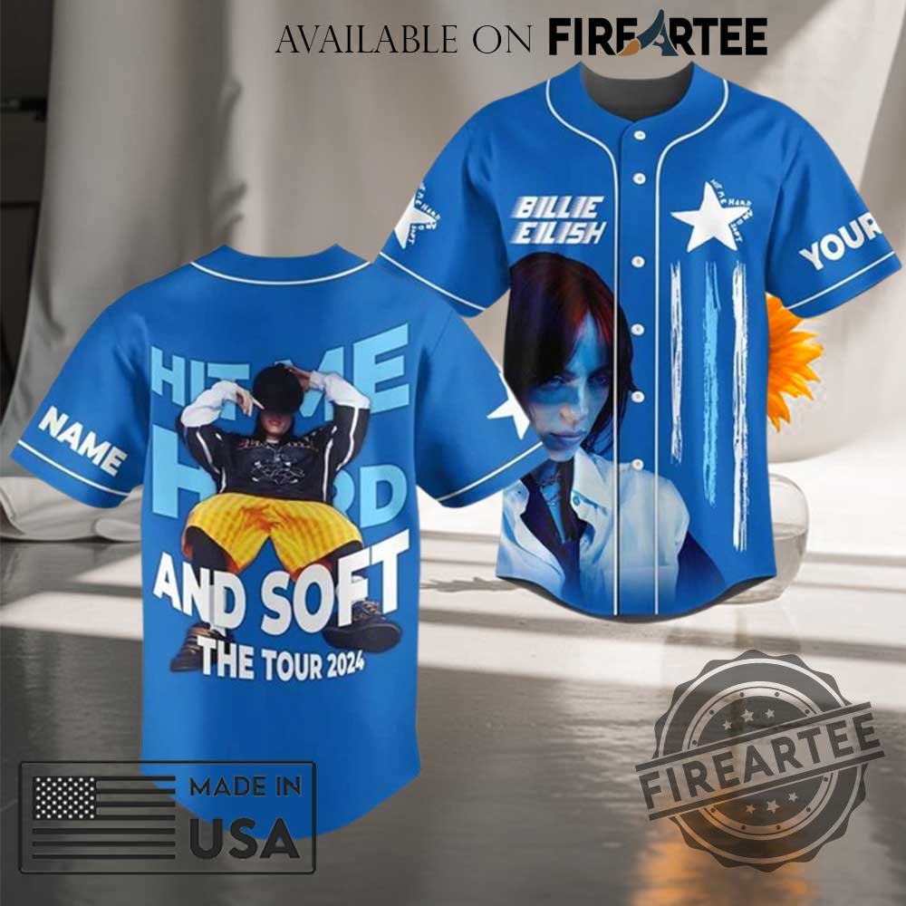 "Top Trendy Baseball Jerseys: Morgan Wallen, Dodgers, Mets, Ateez, Bad Bunny" 8 Hit Me Hard And Soft Tour Design Billie Eilish Baseball Jersey