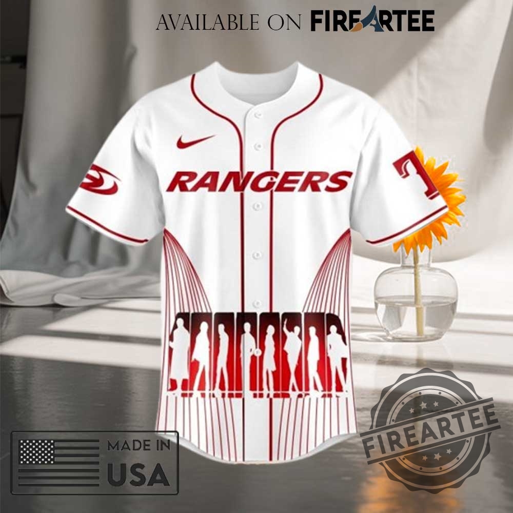Texas Rangers Ateez World Tour Signature White Jersey 5 Texas Rangers ATEEZ World Tour Signature White Jersey