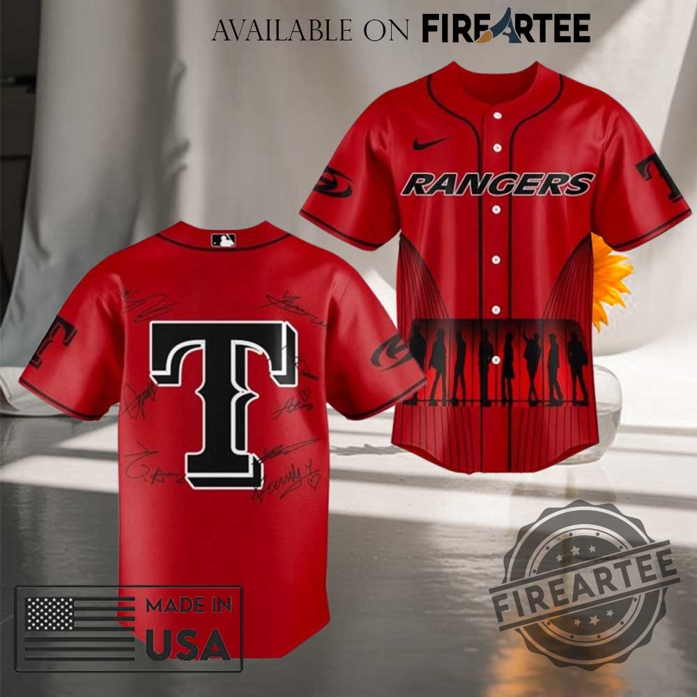 "Top Trendy Baseball Jerseys: Morgan Wallen, Dodgers, Mets, Ateez, Bad Bunny" 11 Texas Rangers Ateez World Tour Signature Red Jersey