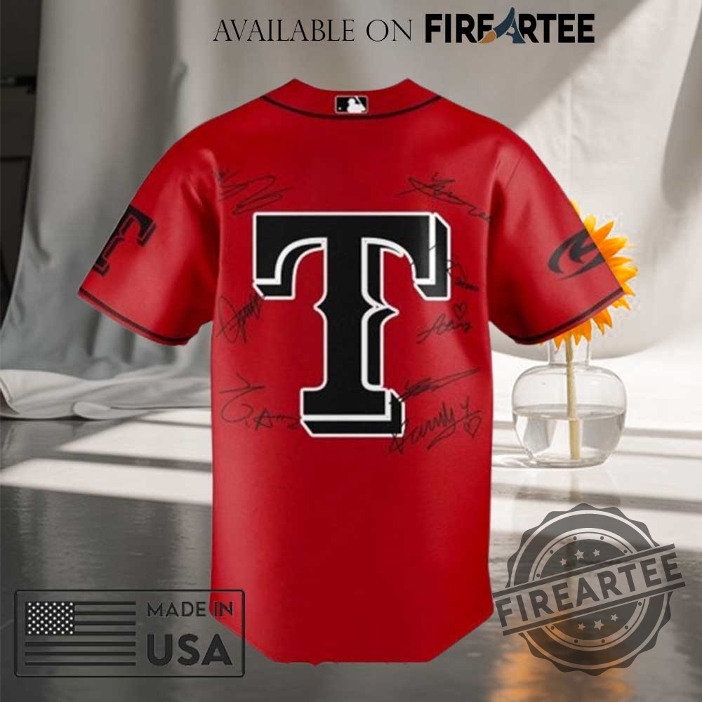 Texas Rangers Ateez World Tour Signature Red Jersey 4 Texas Rangers ATEEZ World Tour Signature Red Jersey