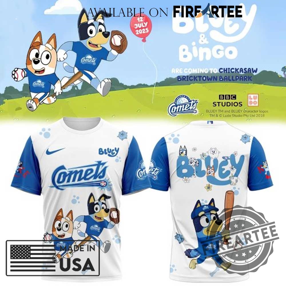 Oklahoma City Comets Bluey Bingo 2025 3D Tshirt 4 Oklahoma City Comets "Bluey & Bingo" 2025 3D T-Shirt