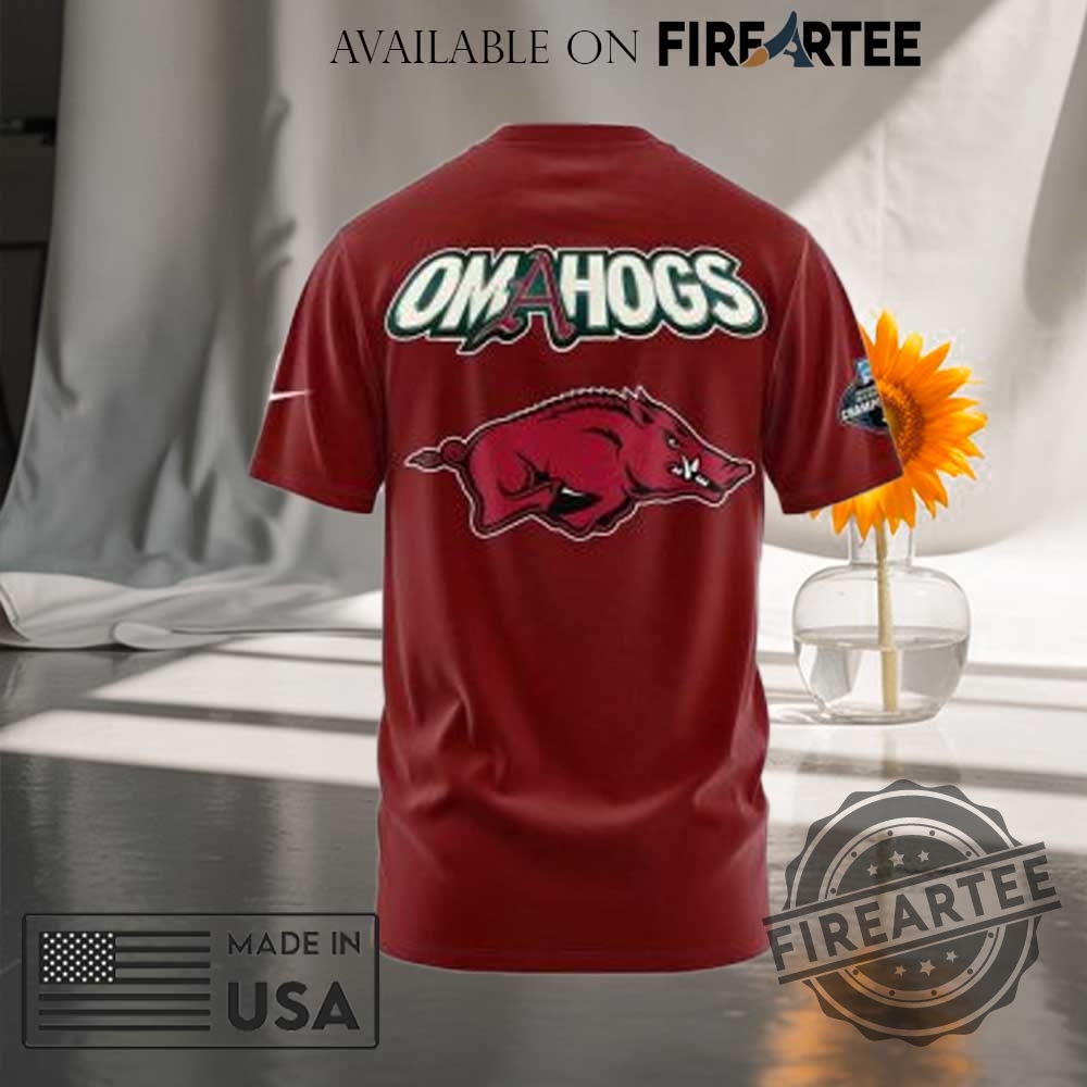 Arkansas Razorbacks Omahogs College World Series 2025 3D Tshirt 5 Arkansas Razorbacks "Omahogs" College World Series 2025 3D T-Shirt