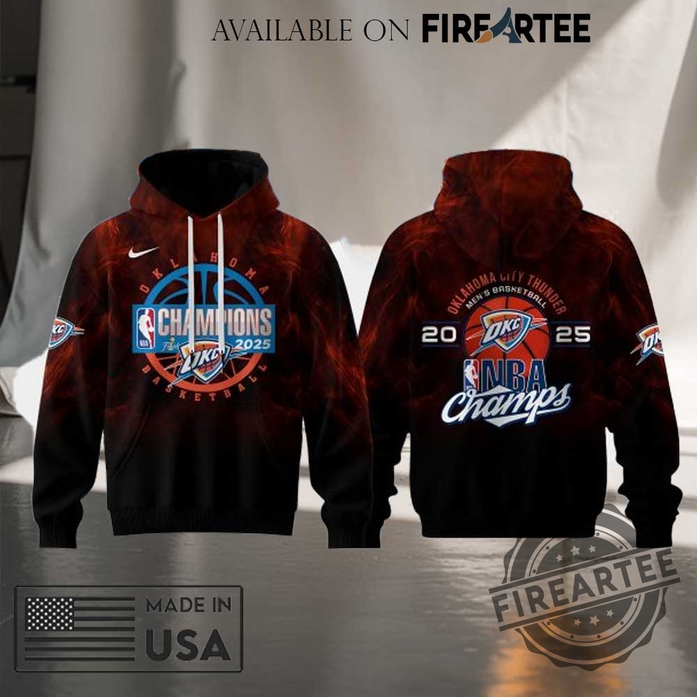 Oklahoma City Thunder Nba Champs 2025 Red Neon Hoodie
