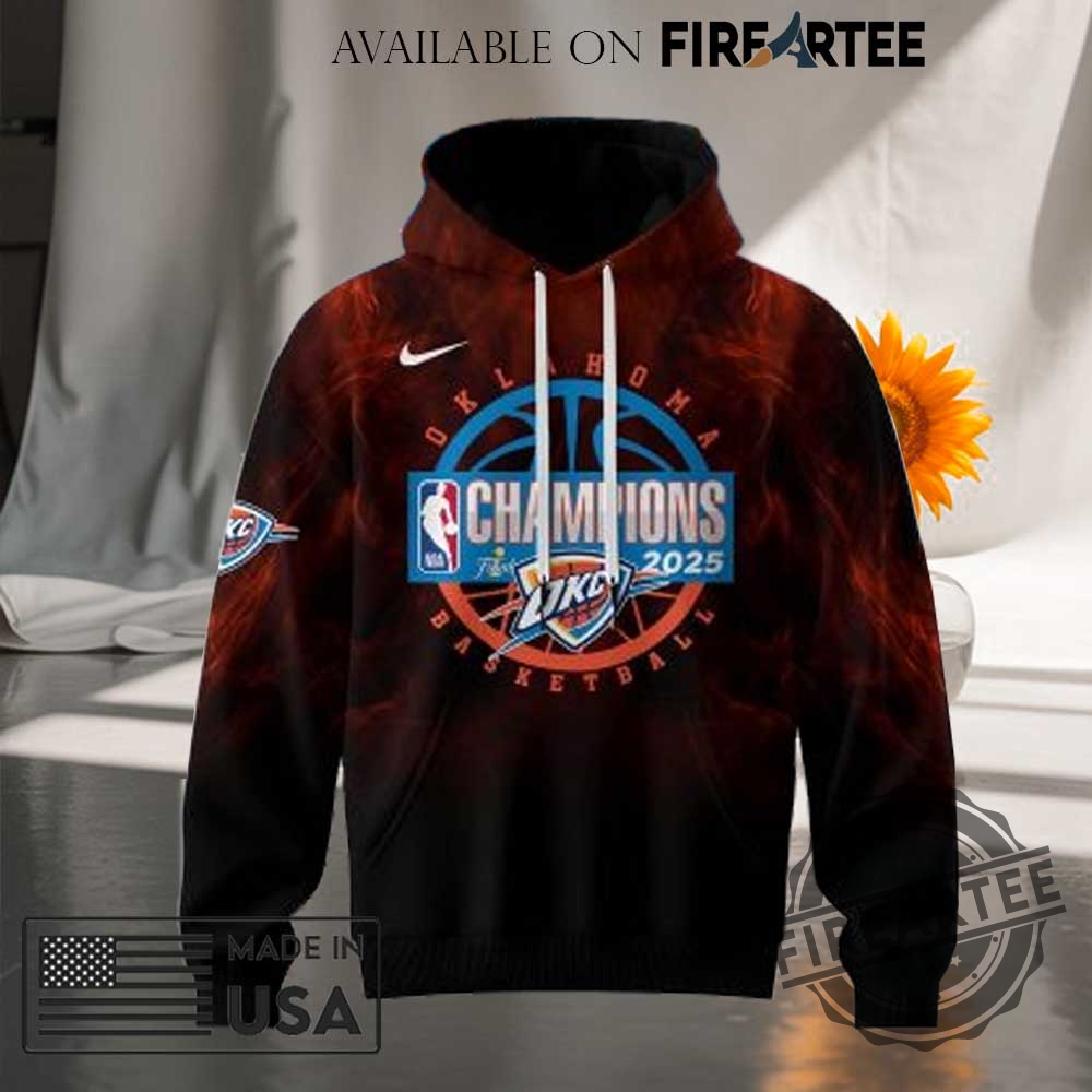Oklahoma City Thunder Nba Champs 2025 Red Neon Hoodie 3 Oklahoma City Thunder NBA Champs 2025 Red Neon Hoodie