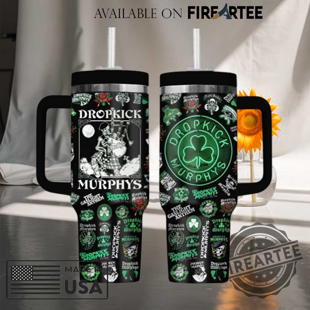 Dropkick Murphys Clover  Skeleton Design Travel Mug  Stanley Style Tumbler