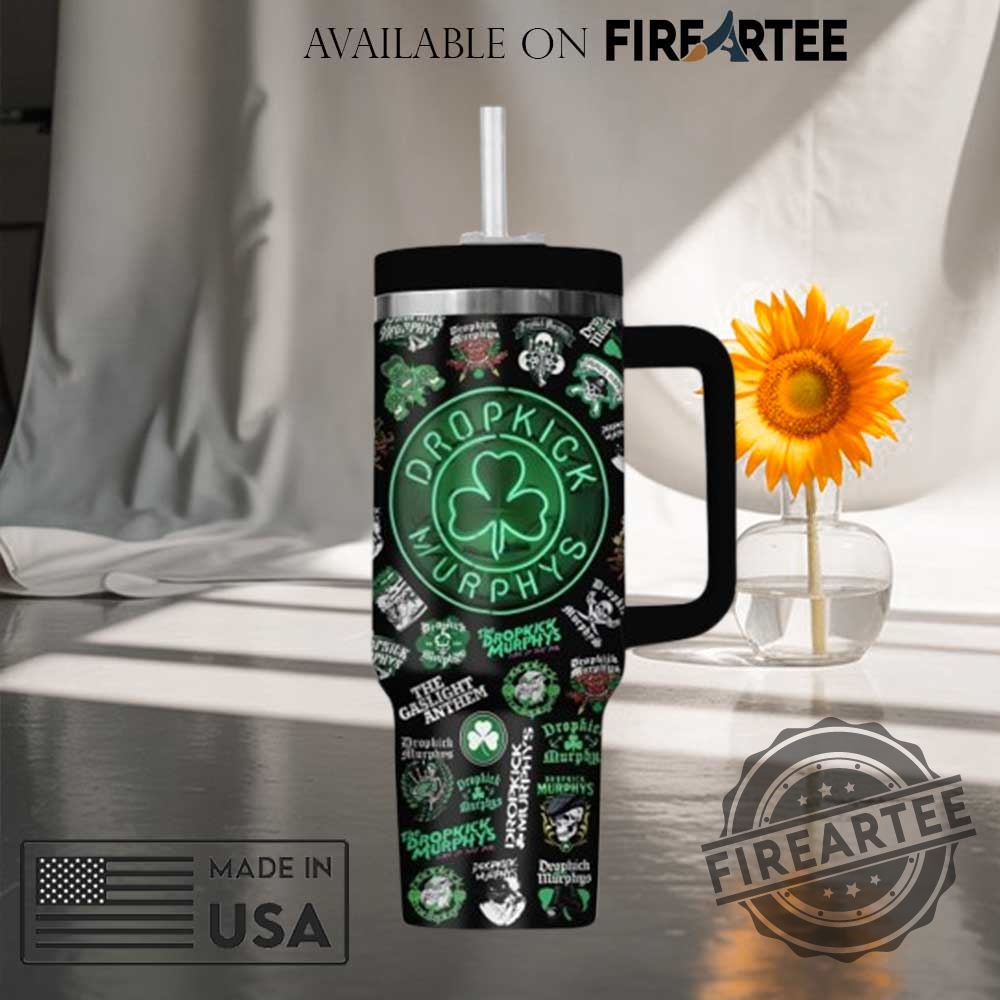 Dropkick Murphys Clover Skeleton Design Travel Mug Stanley Style Tumbler 5 Dropkick Murphys Clover & Skeleton Design Travel Mug - Stanley Style Tumbler