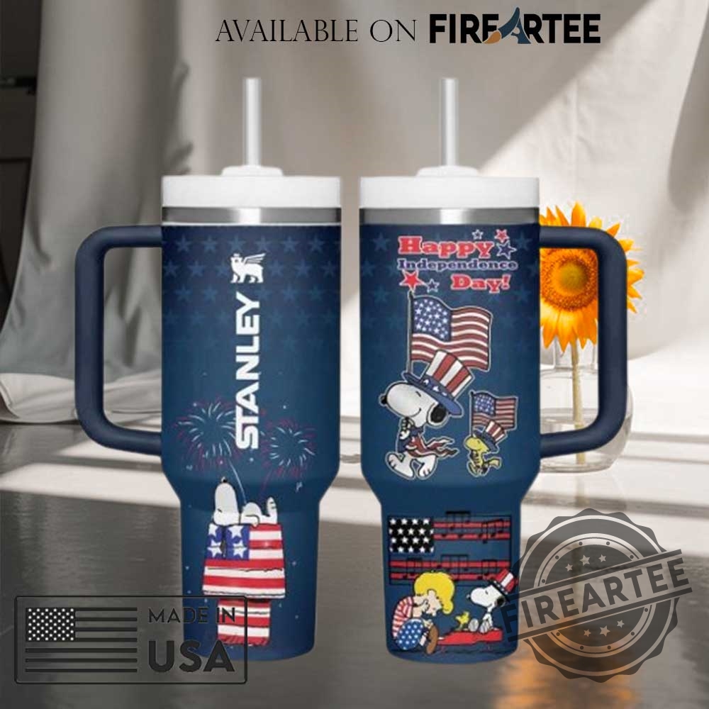 Snoopy Happy Independence Day Tumbler Patriotic American Flag Mug