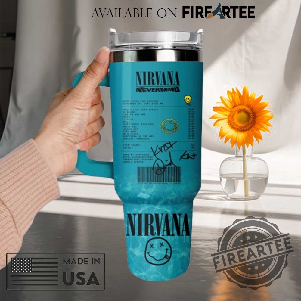 Nirvana Nevermind Album Art Stanley Style Tumbler Mug 5 Nirvana Nevermind Album Art Stanley Style Tumbler Mug