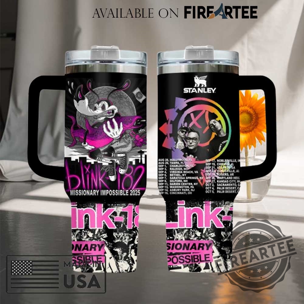 Official Blink182 Missionary Impossible 2025 Stanley Style Tumbler