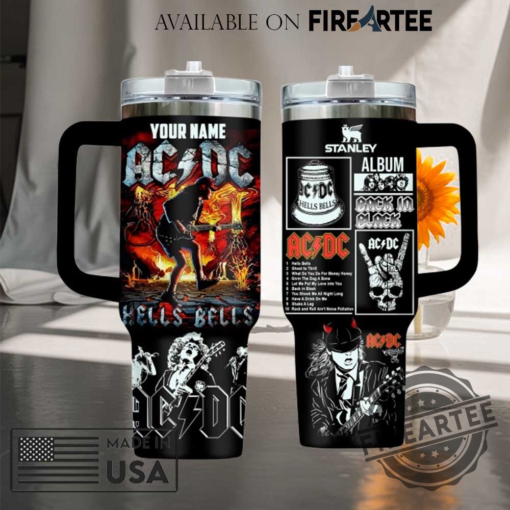 Acdc Back In Black Stanley Tumbler Custom Name Hells Bells Rock