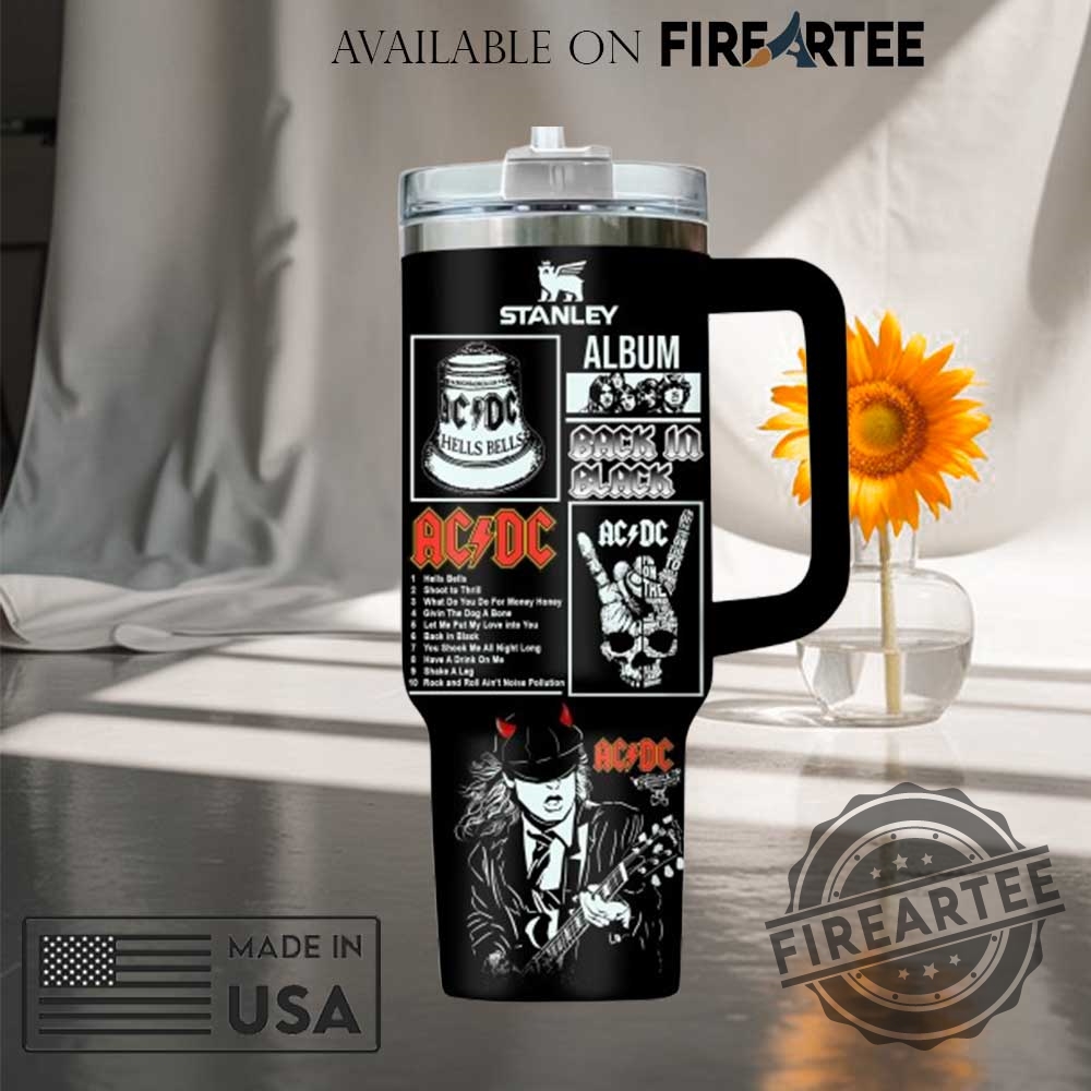 Acdc Back In Black Stanley Tumbler Custom Name Hells Bells Rock 6 AC/DC Back In Black Stanley Tumbler Custom Name Hells Bells Rock