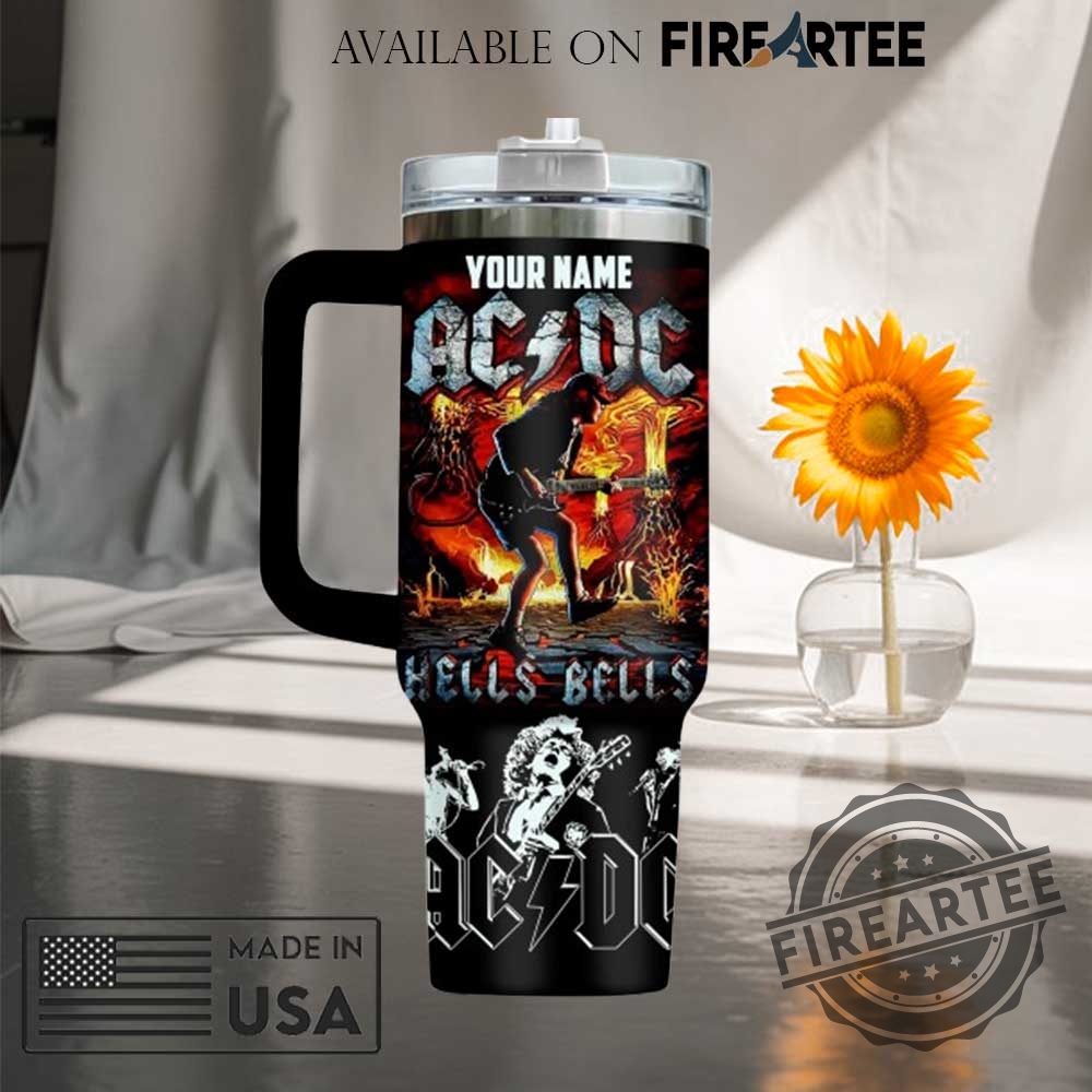 Acdc Back In Black Stanley Tumbler Custom Name Hells Bells Rock 7 AC/DC Back In Black Stanley Tumbler Custom Name Hells Bells Rock