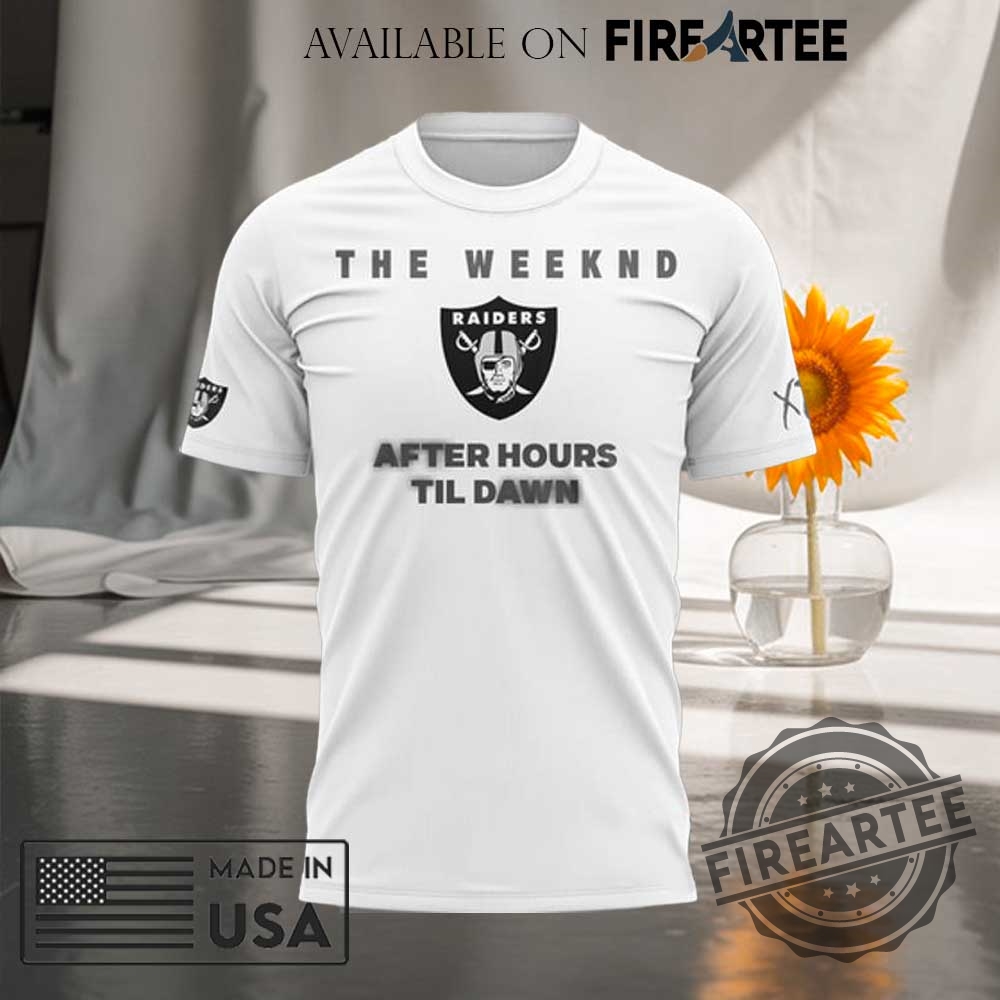 Las Vegas Raiders X The Weeknd After Hours Til Dawn 2025 Tour White Tshirt 4 Las Vegas Raiders x The Weeknd After Hours Til Dawn 2025 Tour White T-shirt