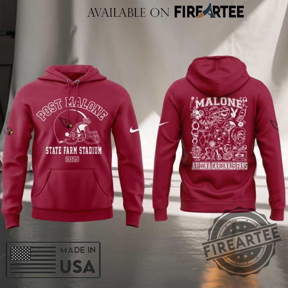 Post Malone X Arizona Cardinals State Farm Stadium 2025 Red Hoodie