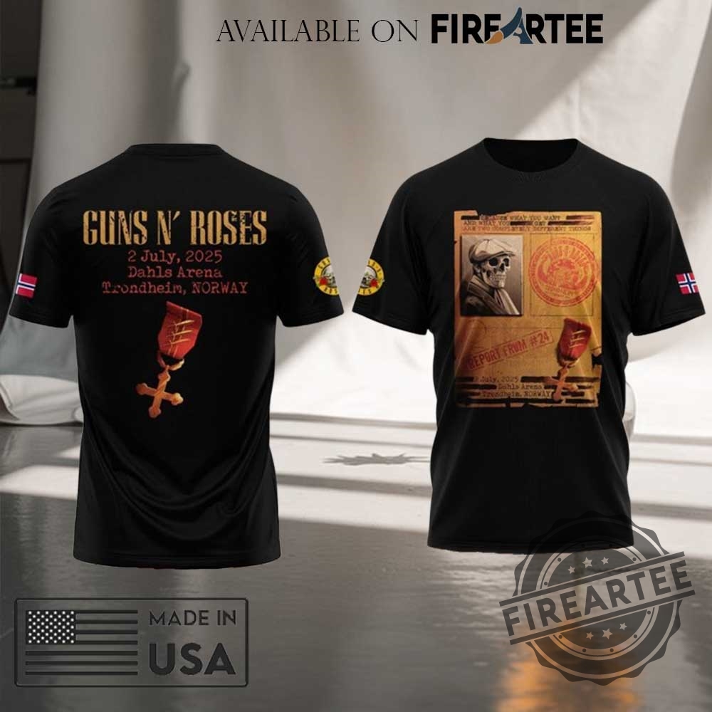 Guns N Roses Trondheim Norway 2025 Tour Tshirt Hoodie Apperal