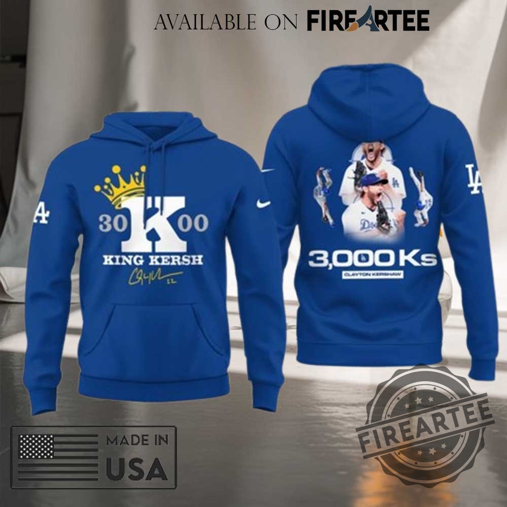 Clayton Kershaw 3000 King Kersh Signature Blue Hoodie