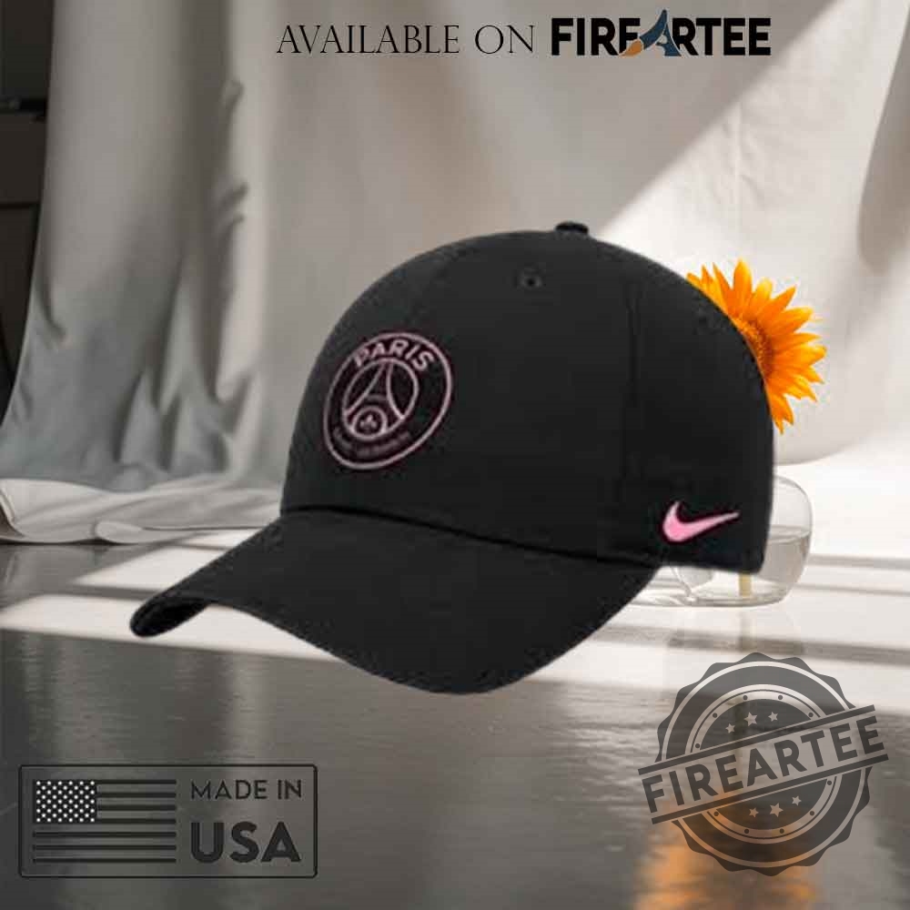 Nike Psg Baseball Cap Black With Pink Paris Saintgermain Logo