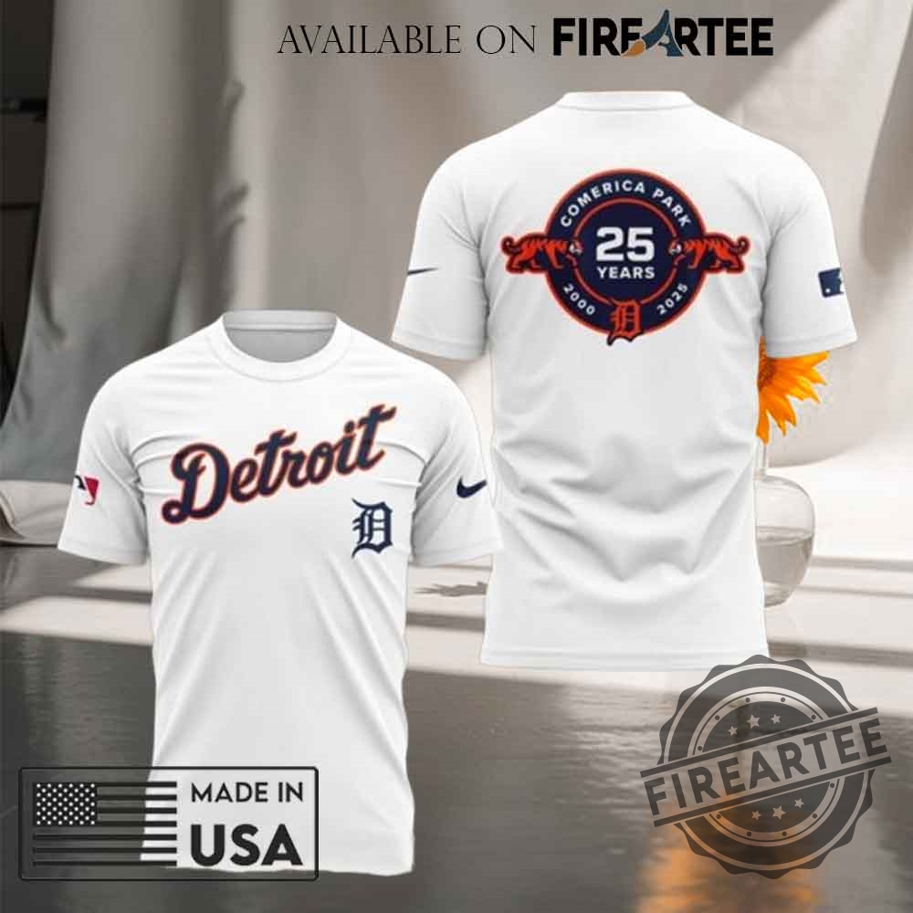 Detroit Tigers Celebrating The 25Th Anniversary Of Comerica Park Tshirt