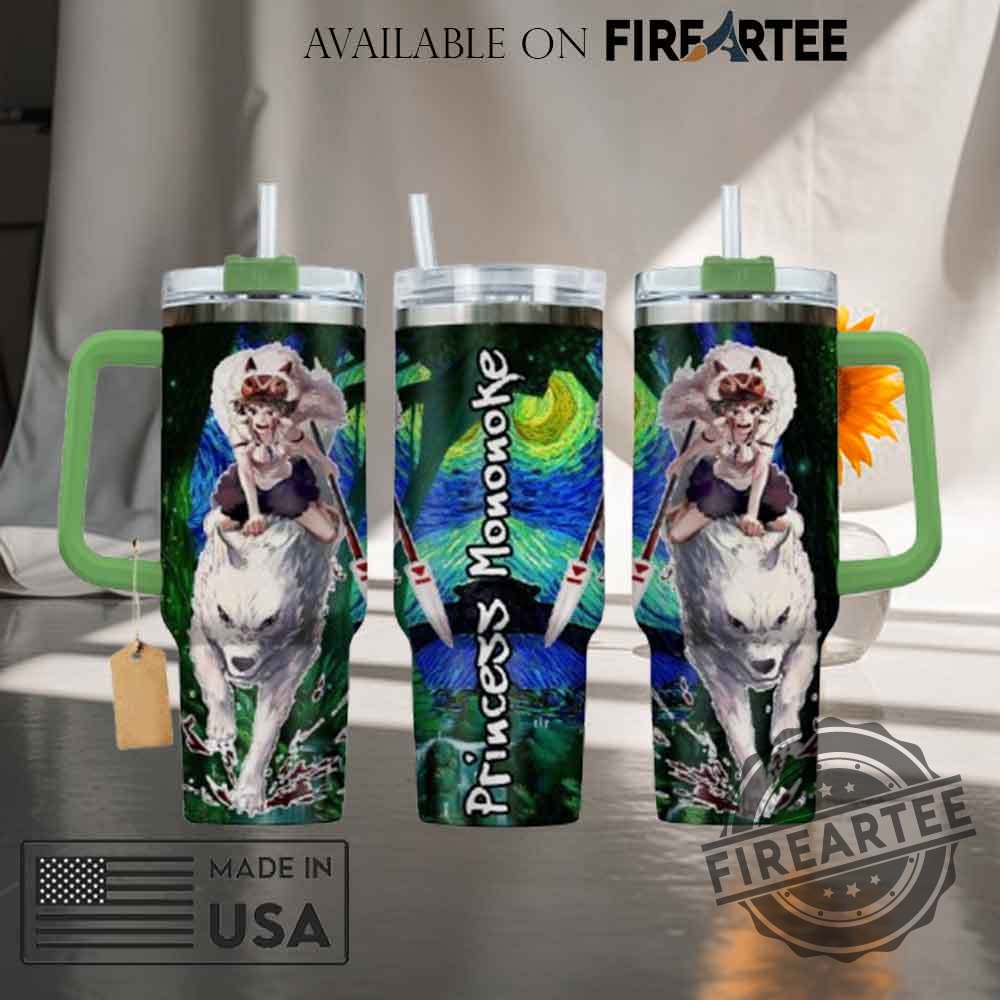 Princess Mononoke San And Wolf Tumbler Ghibli Fan Art Drinkware