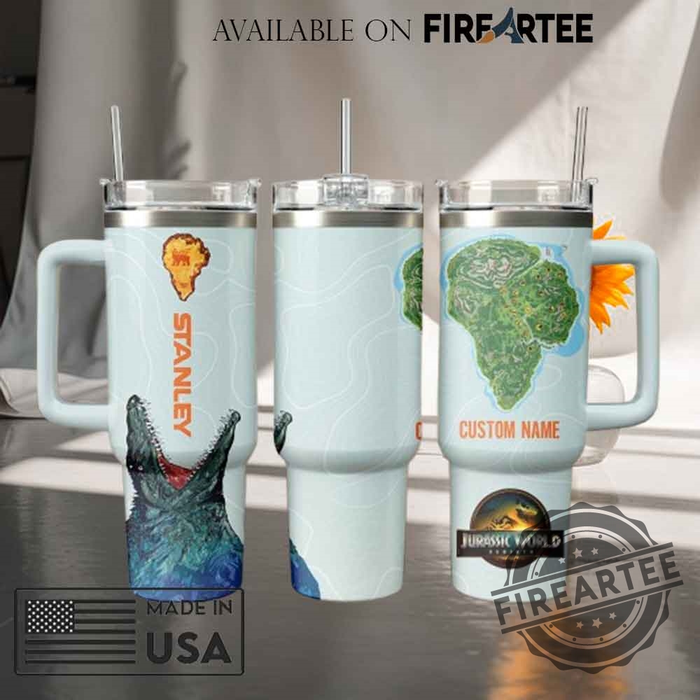 Jurassic World Map Insulated Tumbler Custom Name Travel Mug