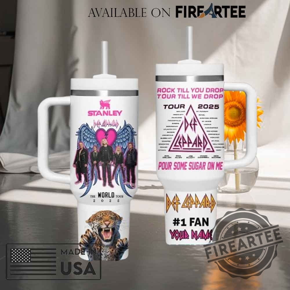 Def Leppard Rock Till You Drop 2025 Tour Stanley Tumbler 40Oz