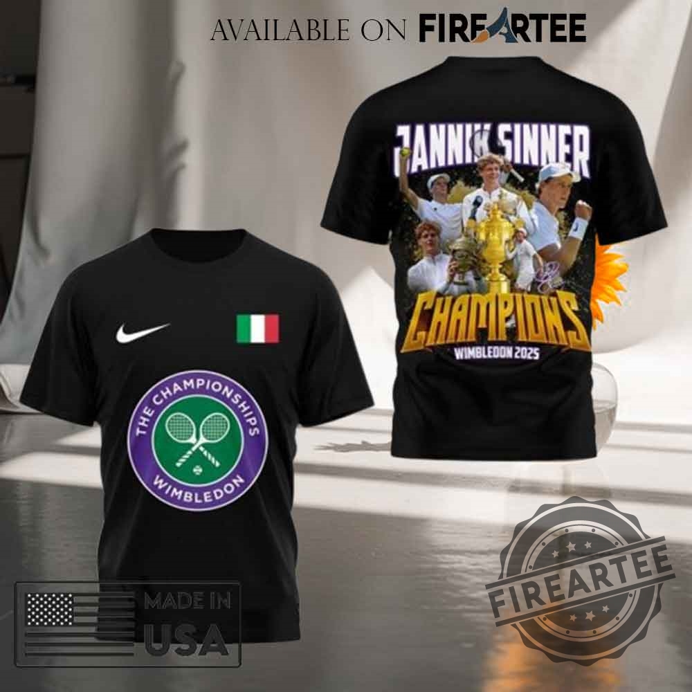 Jannik Sinner Champions Wimbledon 2025 Tshirt