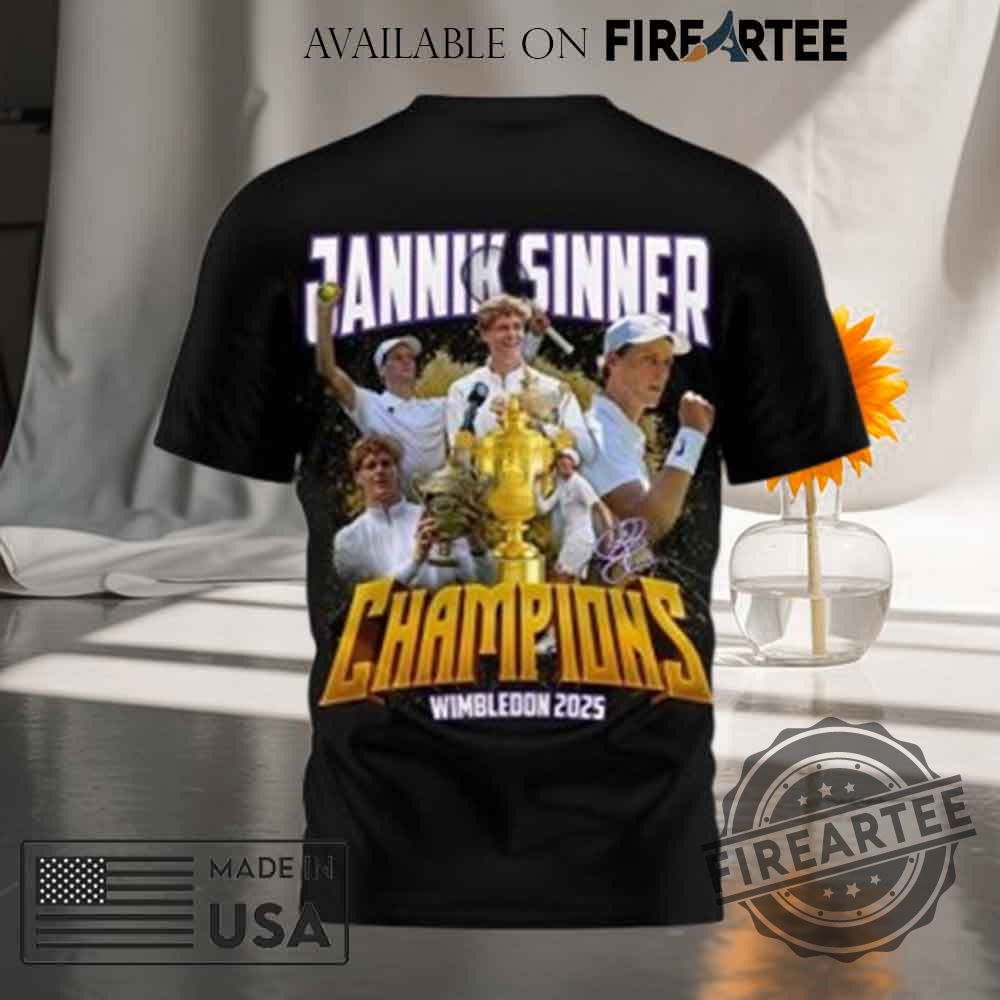 Jannik Sinner Champions Wimbledon 2025 Tshirt 5 Jannik Sinner Champions Wimbledon 2025 T-Shirt