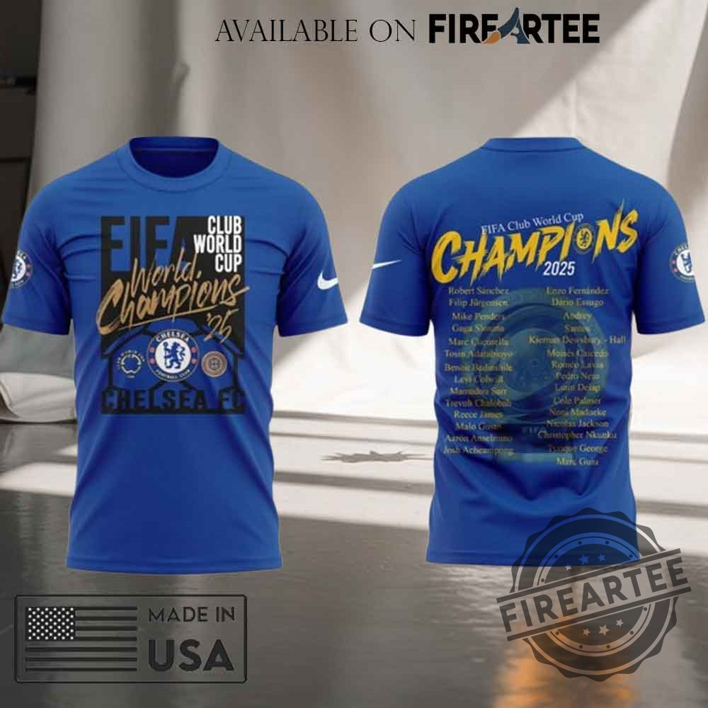 Chelsea Fc Fifa Club World Cup 2025 Champions Blue Tshirt Double Sided