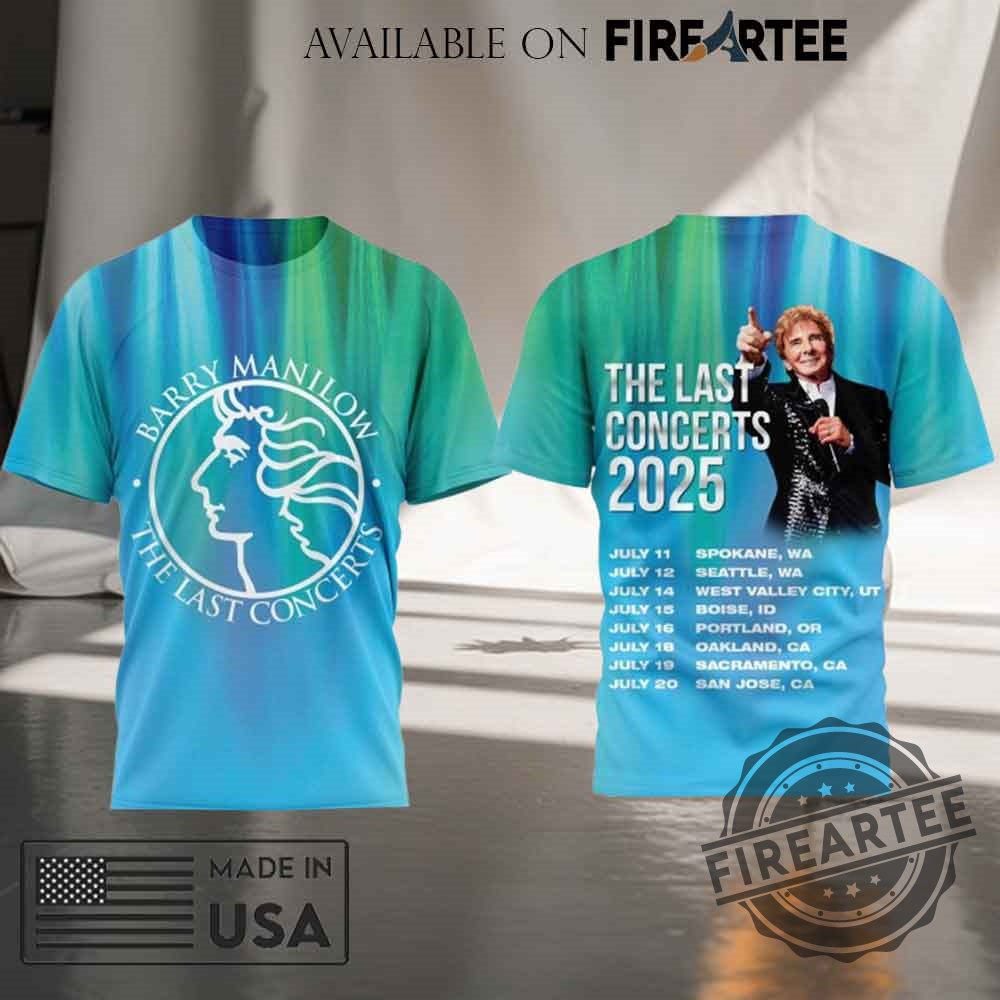 "Top 5 Must-Have 2025 World Tour and Sports Fan T-Shirts" 12 Barry Manilow The Last Concerts 2025 Tshirt
