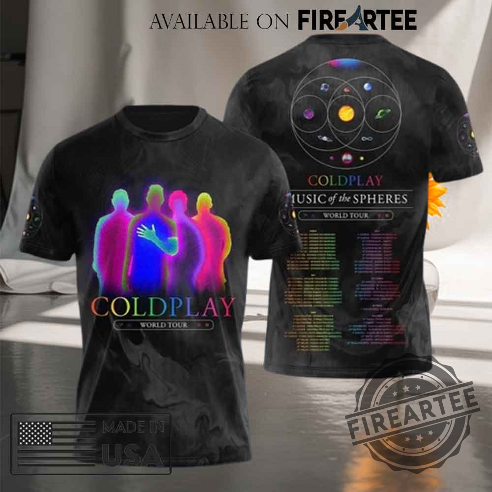 Coldplay Music Of The Spheres World Tour Tshirt Band Merch