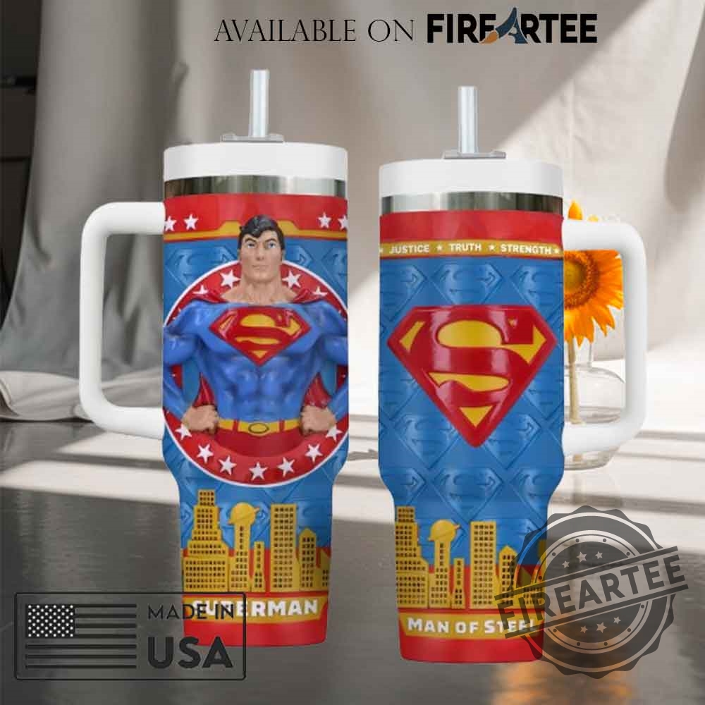 Superman Movies Man Of Steel Tumbler With Handle