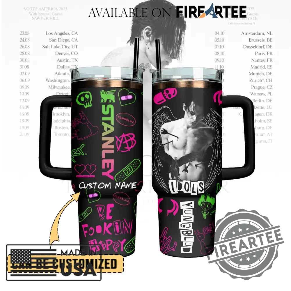 Official Yungblud Merchandise Travel Mug Be Fookin Happy Drinkware
