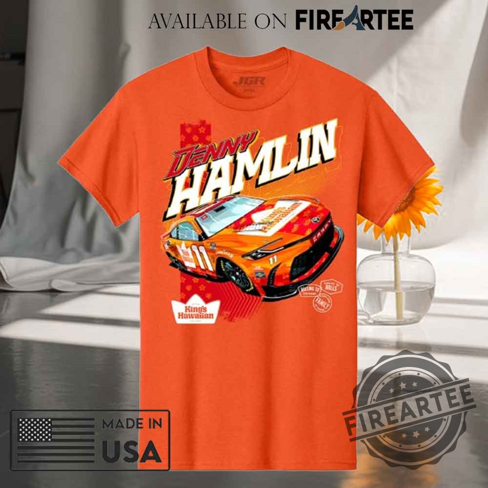 Denny Hamlin King's Hawaiian #11 NASCAR Racing Oranger T-Shirt 3 Denny Hamlin Kings Hawaiian 11 Nascar Racing Oranger Tshirt fireartee 2