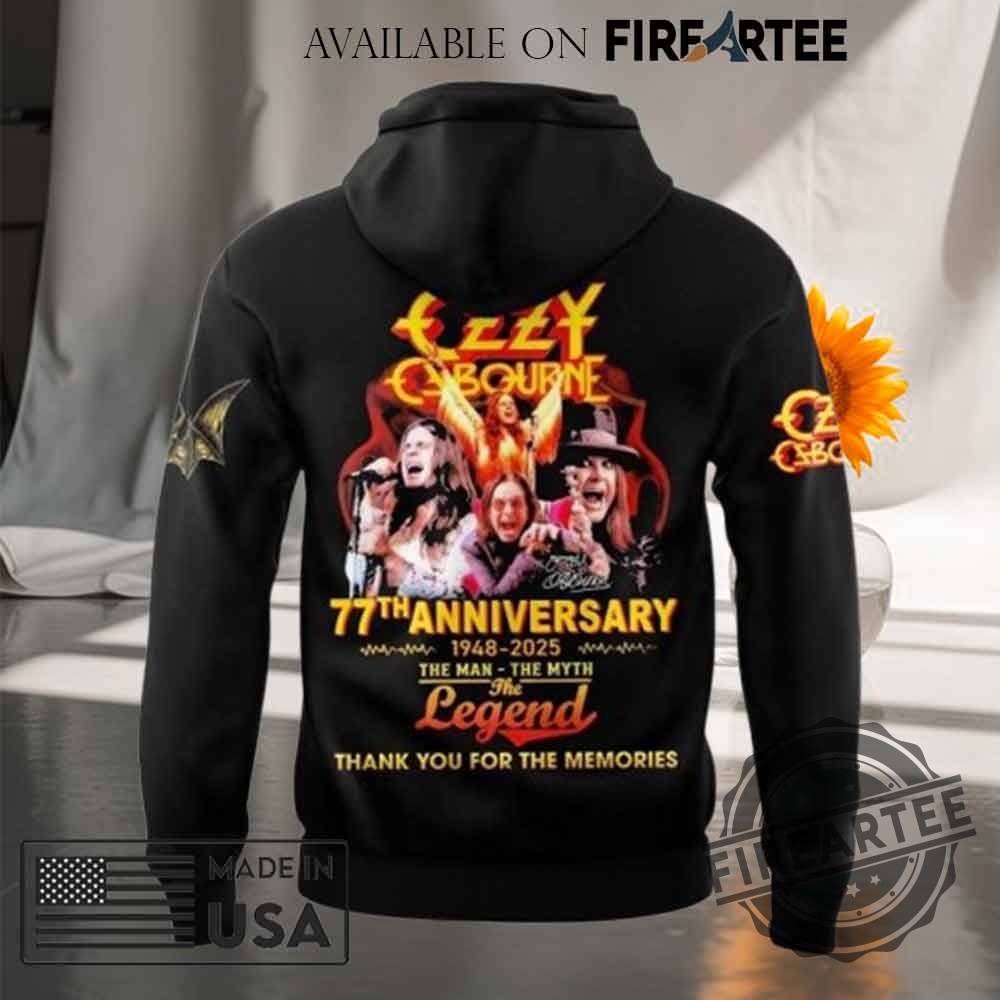 Ozzy Osbourne 77Th Anniversary 1948 2025 Memories Tshirt Hoodie 9 Ozzy Osbourne 77th Anniversary 1948 2025 Memories T-shirt Hoodie