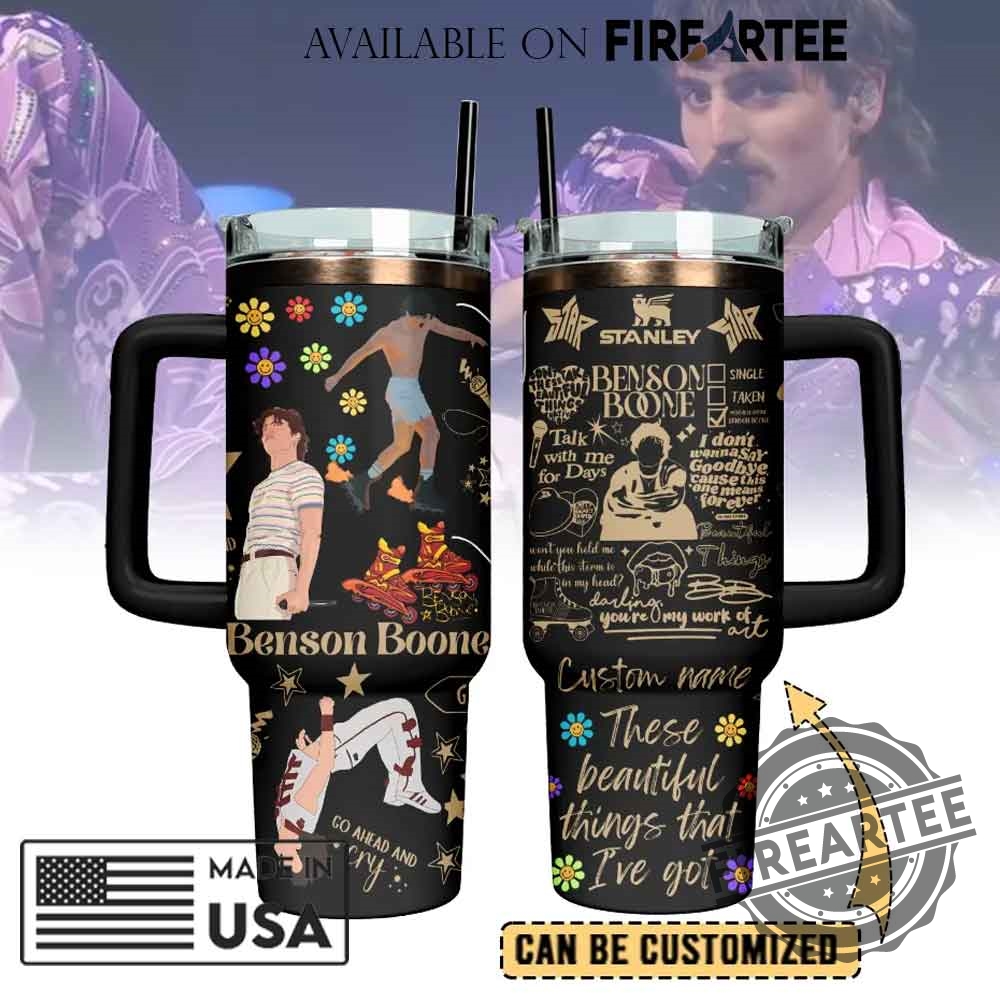Benson Boone Custom Stanley Tumbler With Handle Personalized Song Lyrics Mug