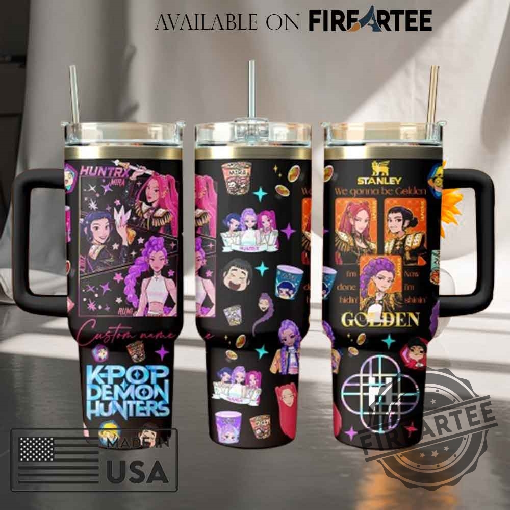 K-Pop Demon Hunters Custom Black Stanley Tumbler with Handle Personalized Anime Waifu Drinkware 4 K-Pop Demon Hunters Custom Black Stanley Tumbler with Handle Personalized Anime Waifu Drinkware