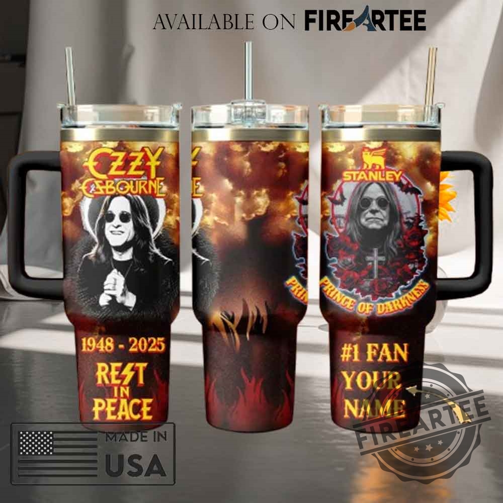 "Custom Rock Band Stanley Tumblers: Personalized Black Sabbath & AC/DC" 10 Ozzy Osbourne Custom Stanley Tumbler With Handle Personalized Prince Of Darkness Memorial Mug