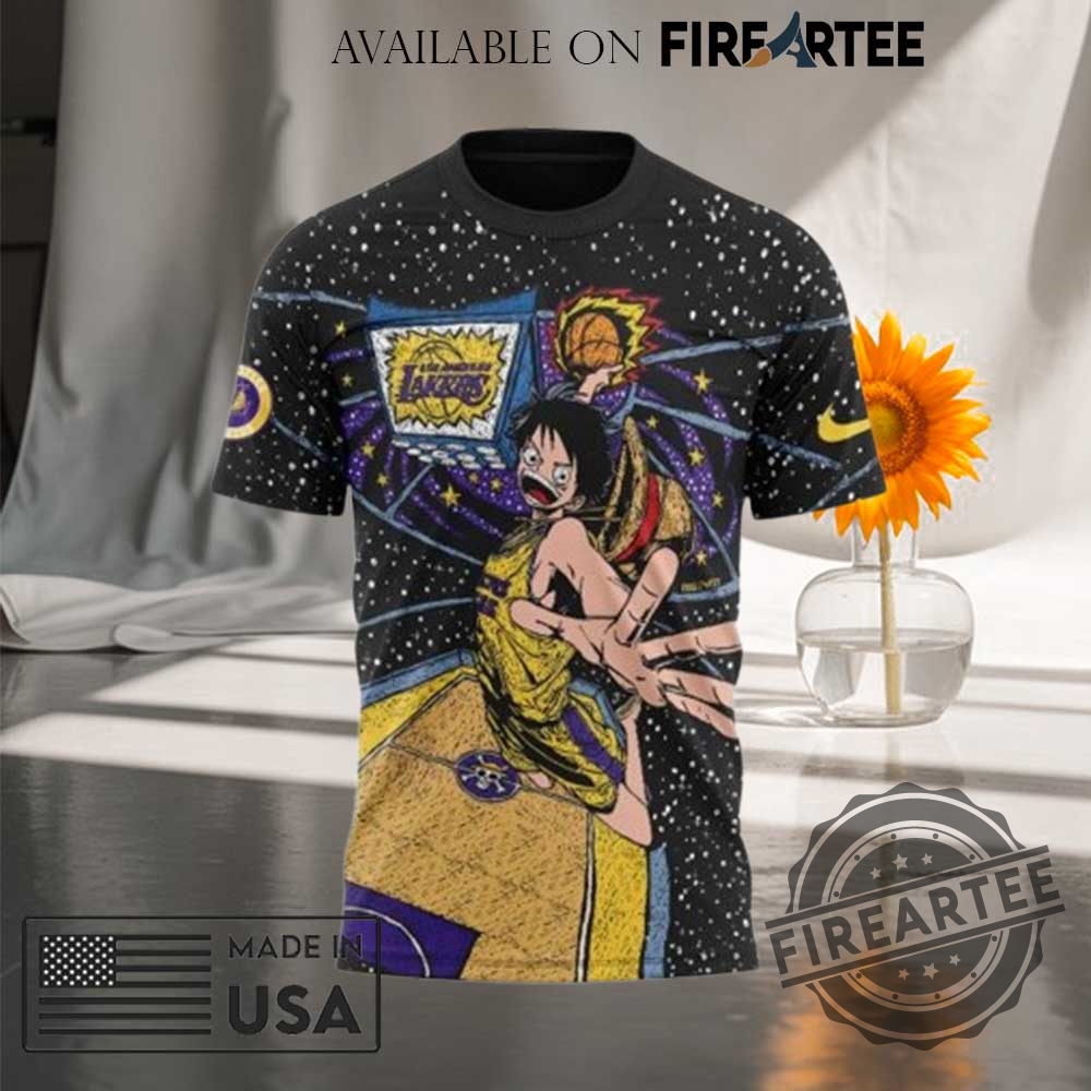 Los Angeles Lakers One Piece Monkey D.Luffy T-shirt Hoodie 4 Los Angeles Lakers One Piece Monkey D.Luffy T-shirt Hoodie